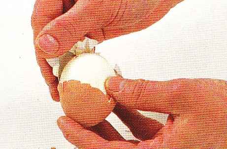 Tap the egg to crack the shell. Shell it and rinse with cold water