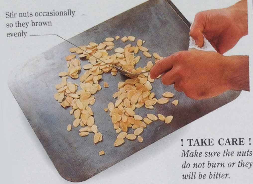 Toast the almonds until lightly browned, 8-10 minutes