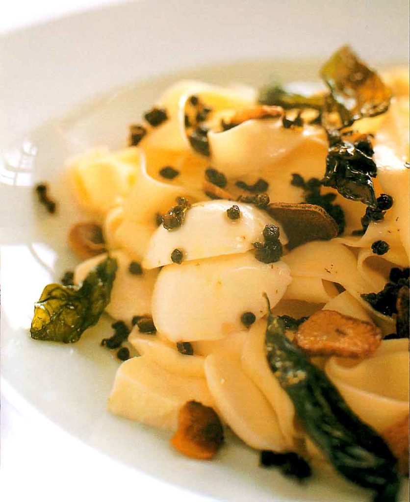 Fettuccine with Fried Basil, Garlic and Capers Recipe RecipeMatic