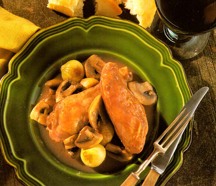 Chicken Braised in Red Wine Recipe calories-Coq au Vin-nutrition facts-french-easy recipe for chicken