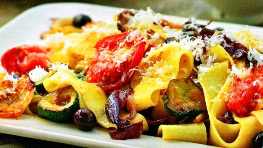 Pappardelle Pasta With Roast Fennel, Tomato And Olives