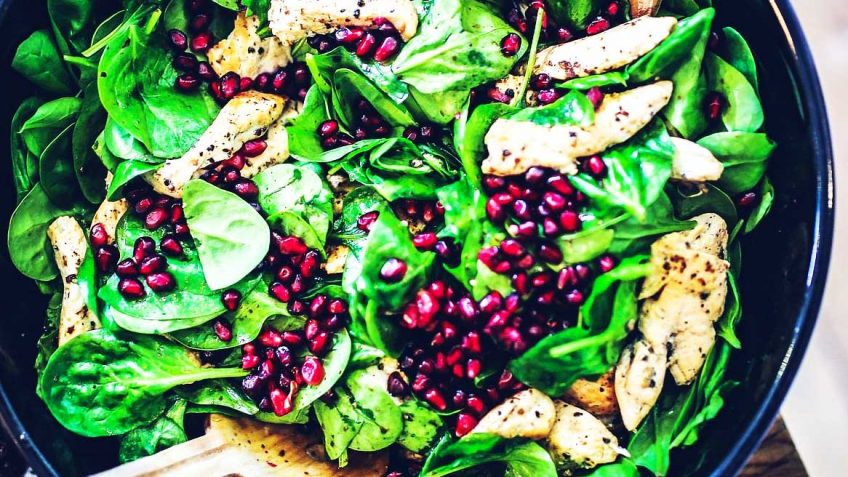 Herb and Oat Crusted Chicken With Pomegranate and Spinach Recipe